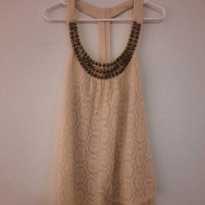 Maurices' Cream Lace Racerback Embellished Tank Top